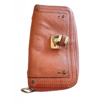 Pre-owned Chloé Leather Wallet In Orange