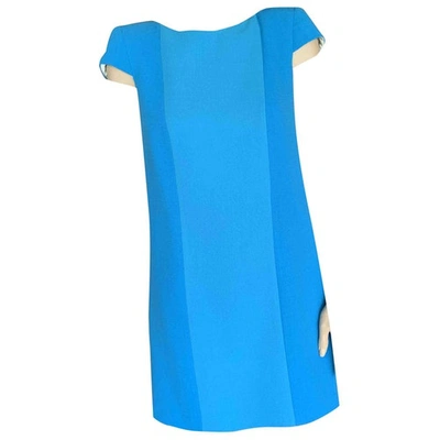 Pre-owned Fausto Puglisi Turquoise Wool Dress