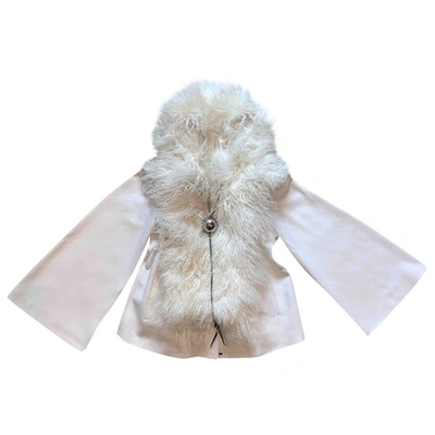 Pre-owned Thomas Wylde White Fur Coat