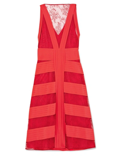 Shop Valentino Lace And Pleated Silk Midi Dress