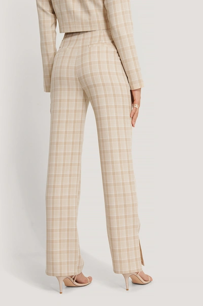 Shop Afj X Na-kd Side Slit Checkered Pants Multicolor In Checked
