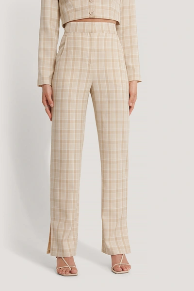 Shop Afj X Na-kd Side Slit Checkered Pants Multicolor In Checked