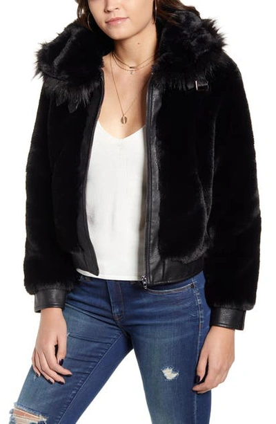 Shop Blanknyc Faux Fur Jacket In Black Noise