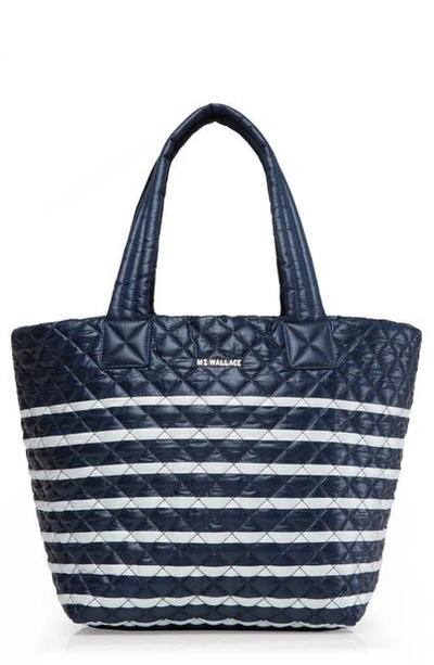 Shop Mz Wallace Medium Metro Quilted Nylon Tote In Charter Stripe