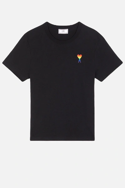Shop Ami Alexandre Mattiussi Rainbow Ami De Coeur T-shirt In Black