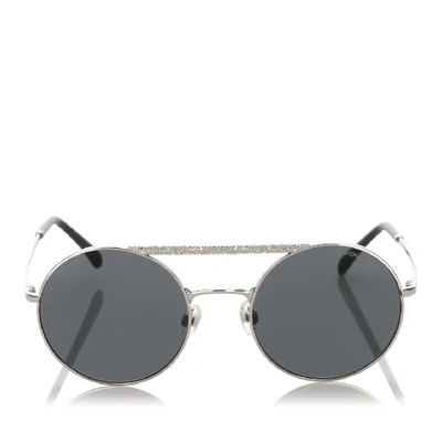 Pre-owned Chanel Round Mirror Sunglasses In Grey
