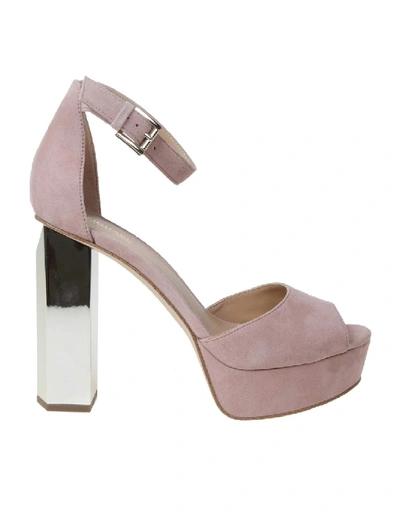 Shop Michael Kors Rose Color Suede Petra Platform Sandal In Pink