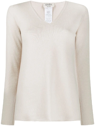 Shop Max Mara V-neck Jumper In Neutrals