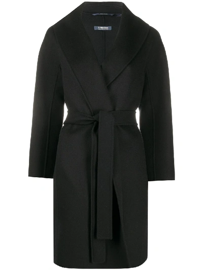 Shop Max Mara Belted Wrap Coat In Black