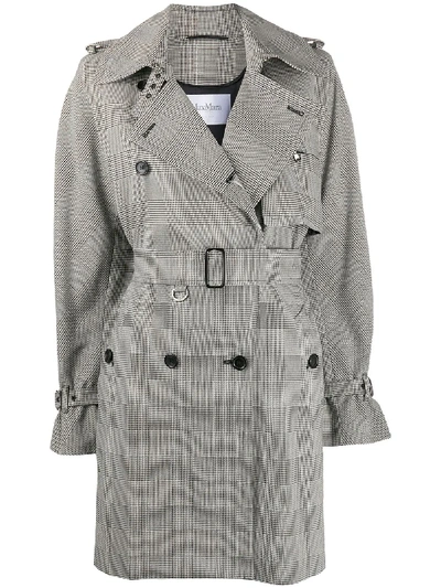 Shop Max Mara Double Breasted Check Trench Coat In Black