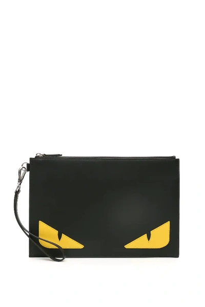 Shop Fendi Bag Bugs Pouch In Black,yellow