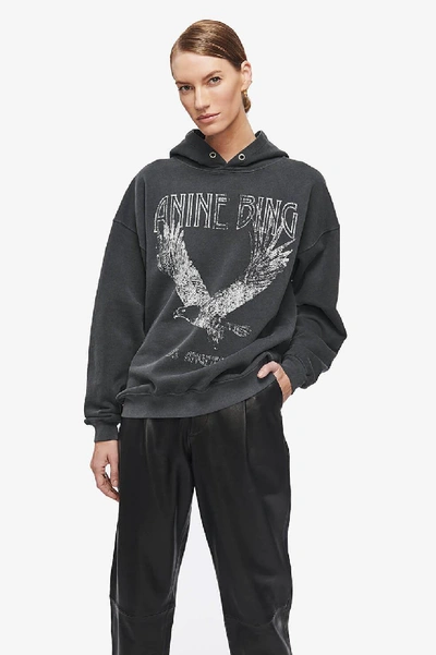 Shop Anine Bing Rowe Hoodie Eagle In Black