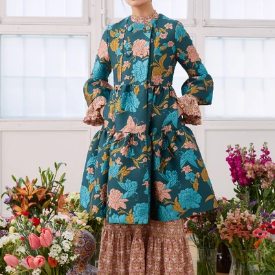 La Doublej Bouncy Coat In Lilium Verde