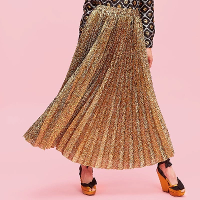 Shop La Doublej Soleil Skirt In Lamé Oro