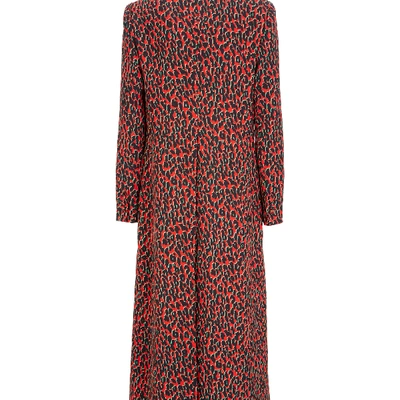 La Doublej Leopard Print Duster Coat In Leopard Rosso