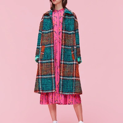 Shop La Doublej Boxy Coat In Check Multicolor