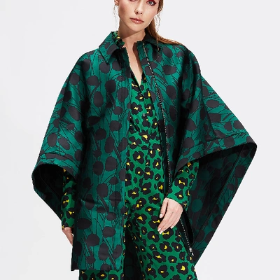 La Doublej X Mantero Super Woman Moses Verde Satin Cape In Moses Verde