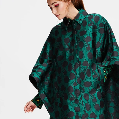 La Doublej X Mantero Super Woman Moses Verde Satin Cape In Moses Verde