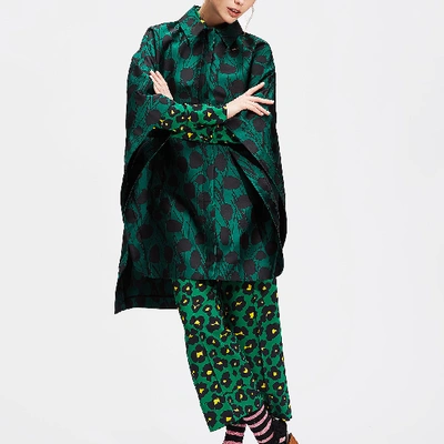 La Doublej X Mantero Super Woman Moses Verde Satin Cape In Moses Verde