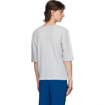 Shop Issey Miyake Homme Plisse  Grey Mc April V-neck T-shirt In 10 Platinug