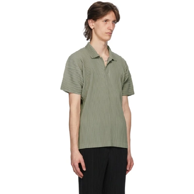 Shop Issey Miyake Homme Plisse  Khaki Mc April Polo In 12 Olive G