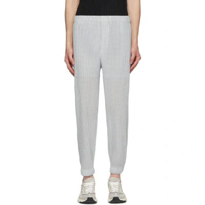 Shop Issey Miyake Homme Plisse  Grey Outer Mesh Trousers In 90 Silver