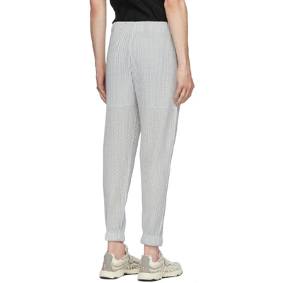 Shop Issey Miyake Homme Plisse  Grey Outer Mesh Trousers In 90 Silver