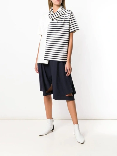 Shop Jw Anderson Striped Jersey T-shirt With Draped Scarf