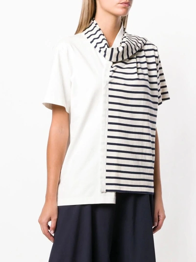 Shop Jw Anderson Striped Jersey T-shirt With Draped Scarf