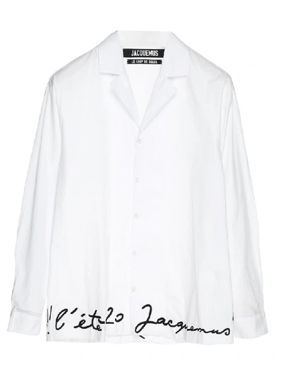 Shop Jacquemus Logo Embroidered Shirt In White