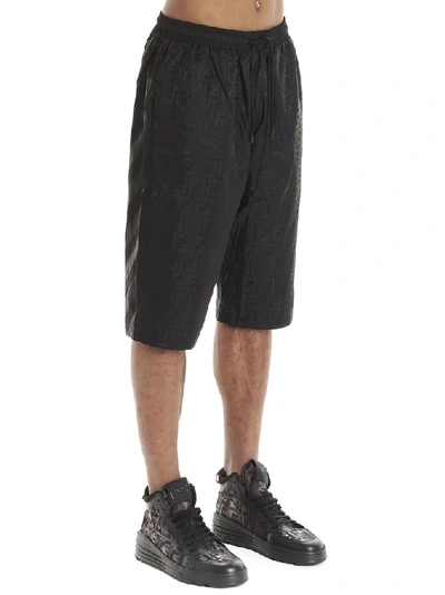 Shop Fendi Ff Bermuda Shorts In Black