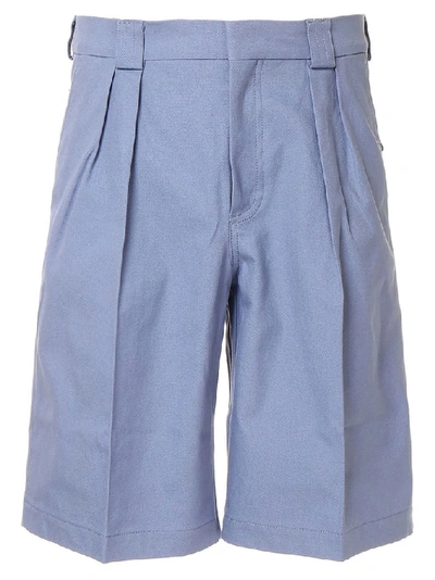 Shop Jacquemus Pleated Bermuda Shorts In Blue