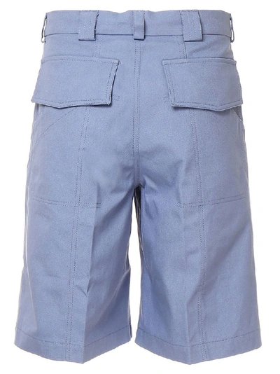 Shop Jacquemus Pleated Bermuda Shorts In Blue