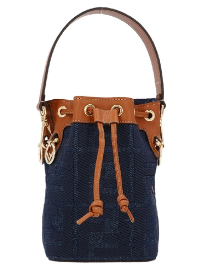 Shop Fendi Mon Tresor Small Bucket Bag In Blue