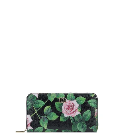 Shop Dolce & Gabbana Rose Print Wallet In Multi