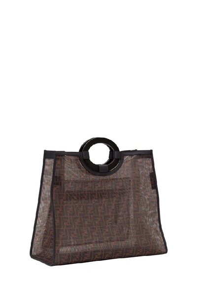 Shop Fendi Ff Runaway Monogram Tote Bag In Brown