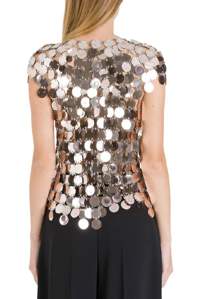 Shop Paco Rabanne Metallic Sequinned Top In Gold