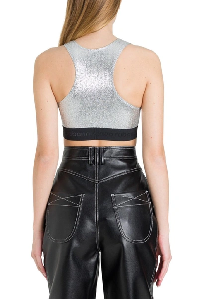 Shop Paco Rabanne Logo Band Top In Silver
