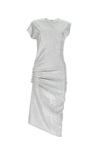 Shop Rabanne Paco  Gathered Midi Dress In Silver