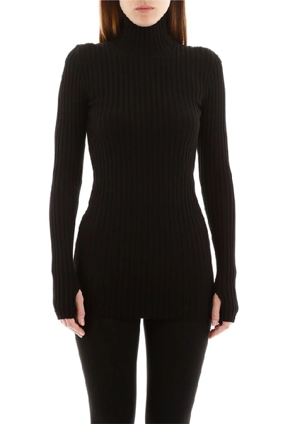 Shop Paco Rabanne Ribbed Turtleneck Sweater In Black