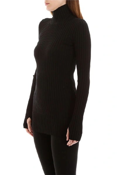 Shop Paco Rabanne Ribbed Turtleneck Sweater In Black