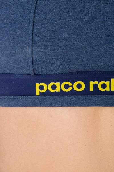 Shop Rabanne Paco  Logo Strapless Bra In Blue