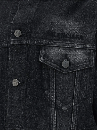 Shop Balenciaga Oversized Denim Jacket In Grey