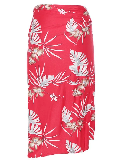 Shop Rabanne Paco  Printed Wrap Skirt In Red