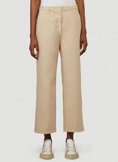 Shop Prada Cropped Wide In Beige