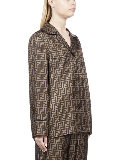 Shop Fendi Ff Motif Shirt In Brown