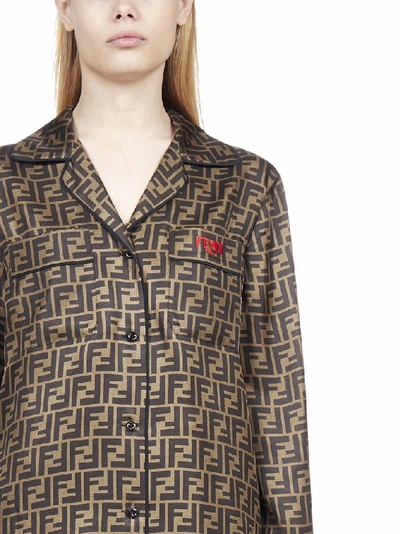 Shop Fendi Ff Motif Shirt In Brown