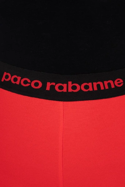Shop Paco Rabanne Logo Waistband Leggings In Red