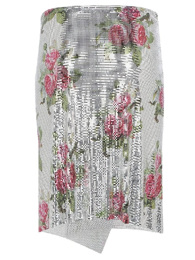 Shop Paco Rabanne Metallic Floral Skirt In Multi