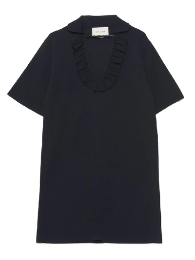 Shop Gucci Square G Buckle Ruffled Dress In Black